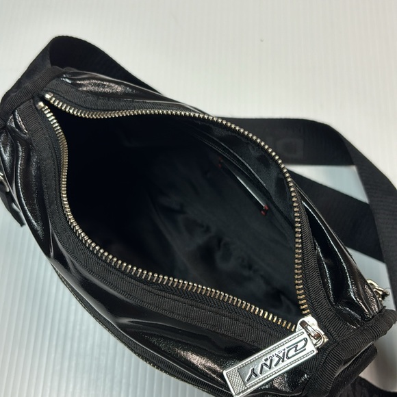 DKNY Black Premium Durable Glossy Nylon Crossbody Bag - Picture 6 of 10
